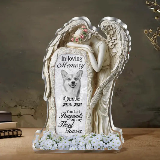 Personalized In Loving Memory Acrylic Plaque - Memorial Gift Idea For Christmas/Pet Lover - Upload Photo - You Left Pawprints On My Heart Forever