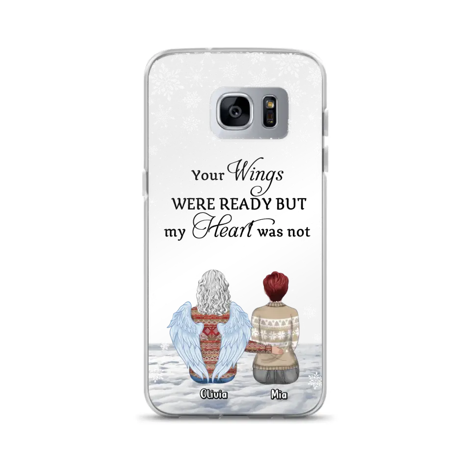 Personalized Memorial Phone Case - Up to 5 People - Gift Idea For Family - Your Wings Were Ready But My Heart Was Not - Case For iPhone/Samsung