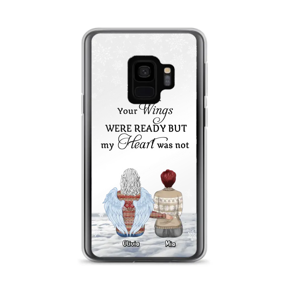 Personalized Memorial Phone Case - Up to 5 People - Gift Idea For Family - Your Wings Were Ready But My Heart Was Not - Case For iPhone/Samsung