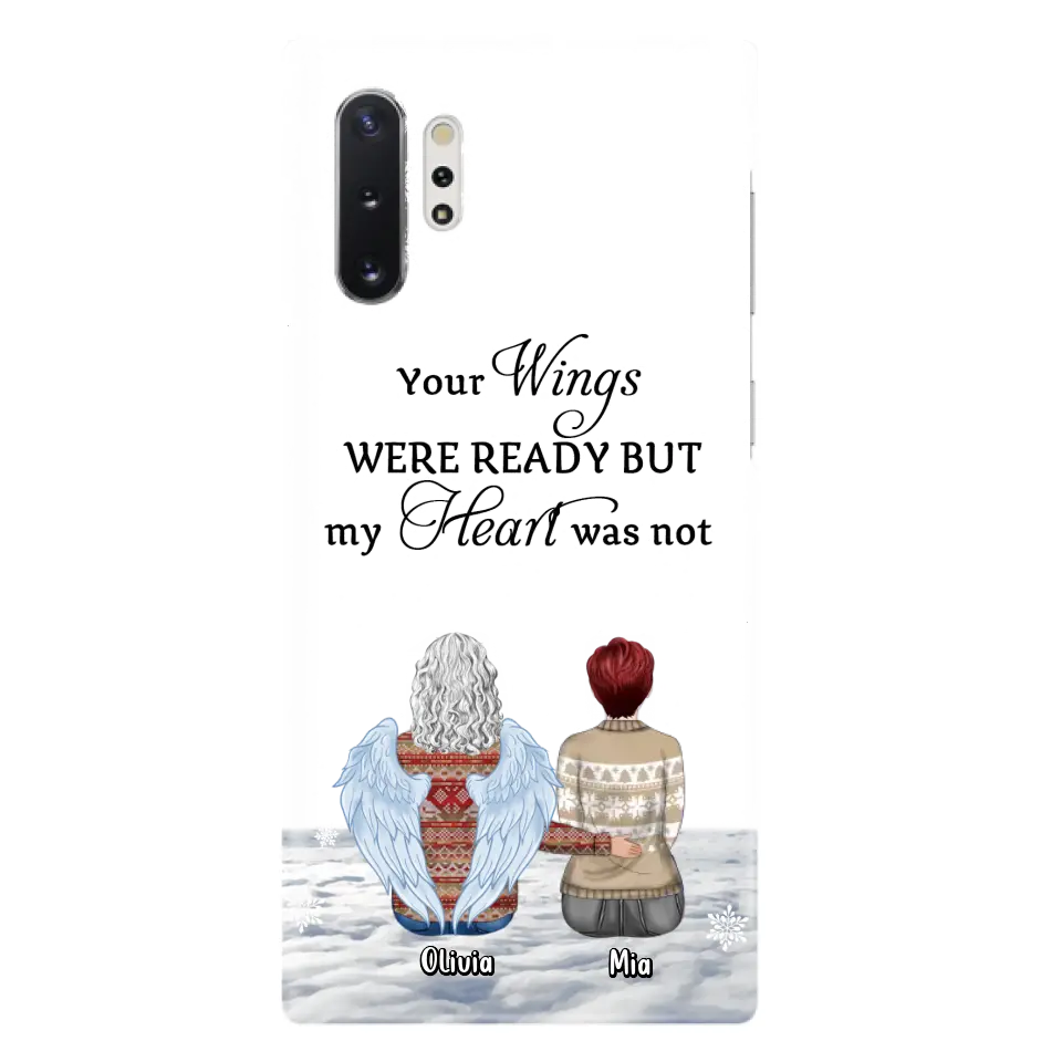 Personalized Memorial Phone Case - Up to 5 People - Gift Idea For Family - Your Wings Were Ready But My Heart Was Not - Case For iPhone/Samsung