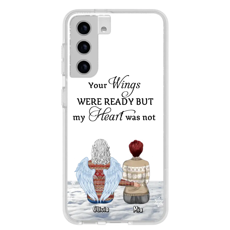 Personalized Memorial Phone Case - Up to 5 People - Gift Idea For Family - Your Wings Were Ready But My Heart Was Not - Case For iPhone/Samsung
