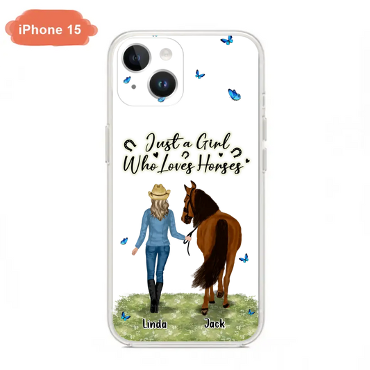 Personalized Horse Girl Phone Case - Up to 6 Horses - Gift Idea for Horse Lovers - Just A Girl Who Loves Horses - Case for iPhone/Samsung