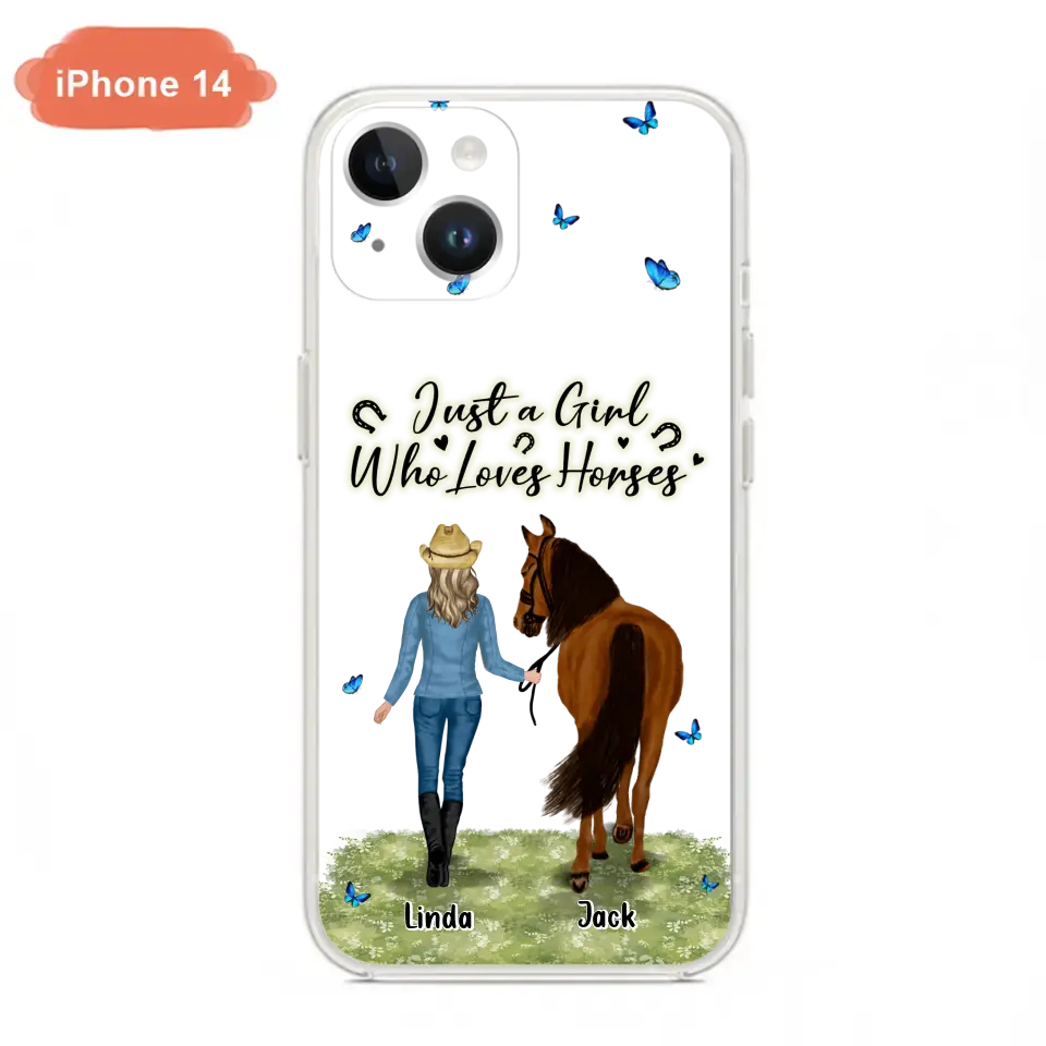 Personalized Horse Girl Phone Case - Up to 6 Horses - Gift Idea for Horse Lovers - Just A Girl Who Loves Horses - Case for iPhone/Samsung