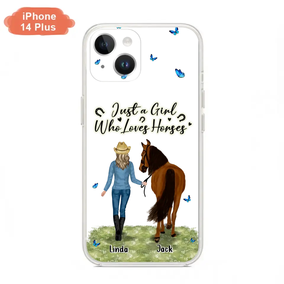Personalized Horse Girl Phone Case - Up to 6 Horses - Gift Idea for Horse Lovers - Just A Girl Who Loves Horses - Case for iPhone/Samsung