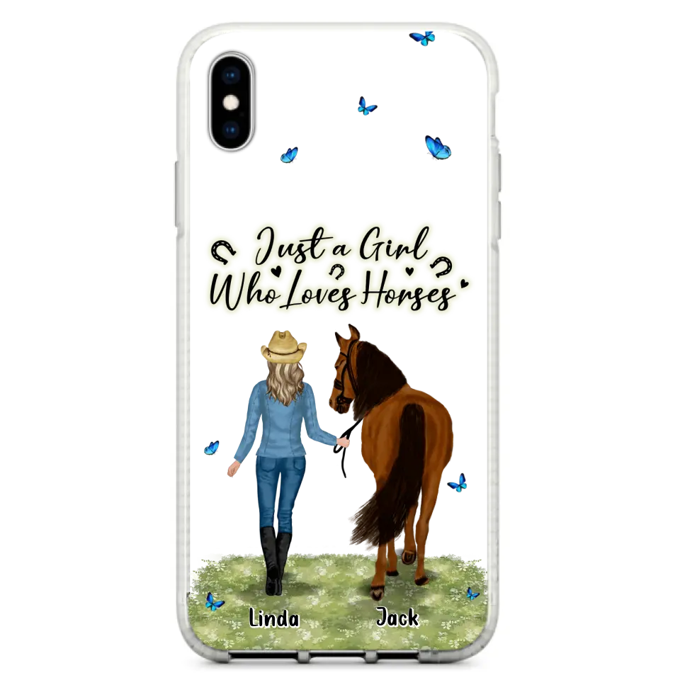 Personalized Horse Girl Phone Case - Up to 6 Horses - Gift Idea for Horse Lovers - Just A Girl Who Loves Horses - Case for iPhone/Samsung