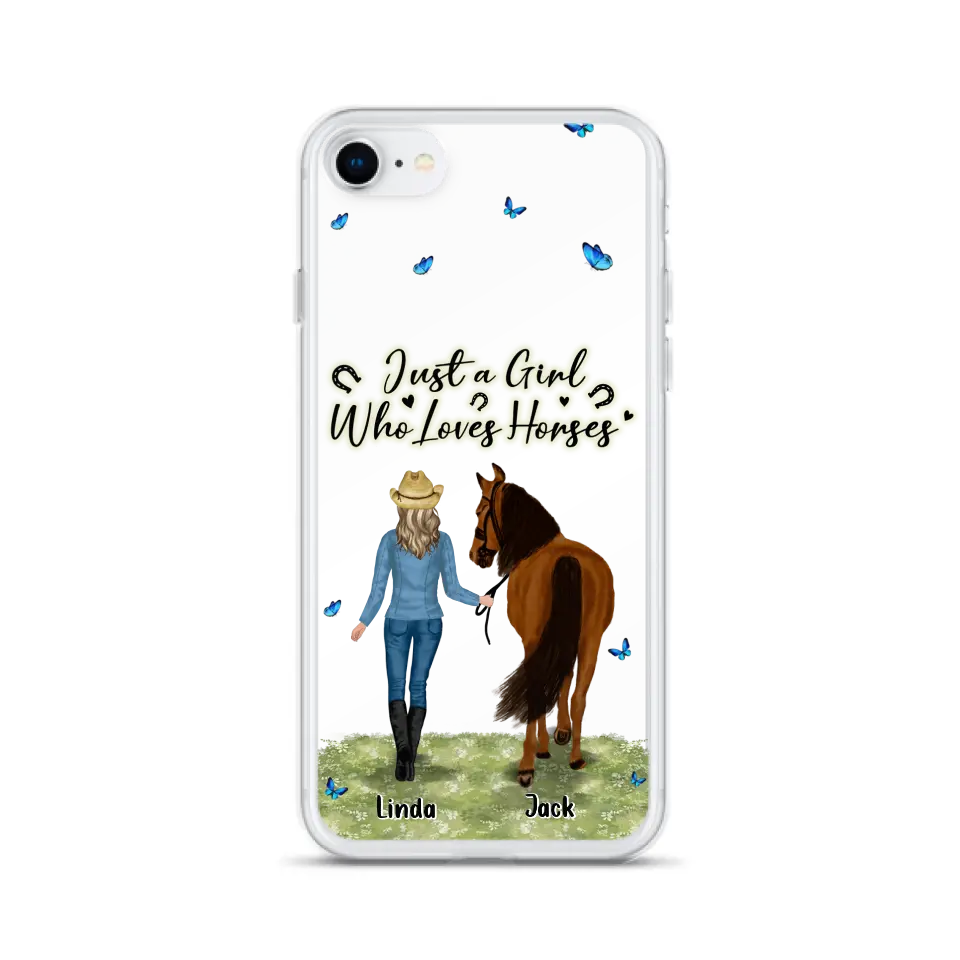 Personalized Horse Girl Phone Case - Up to 6 Horses - Gift Idea for Horse Lovers - Just A Girl Who Loves Horses - Case for iPhone/Samsung