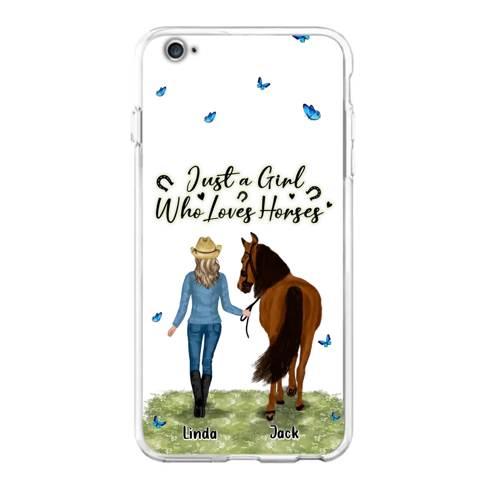 Personalized Horse Girl Phone Case - Up to 6 Horses - Gift Idea for Horse Lovers - Just A Girl Who Loves Horses - Case for iPhone/Samsung