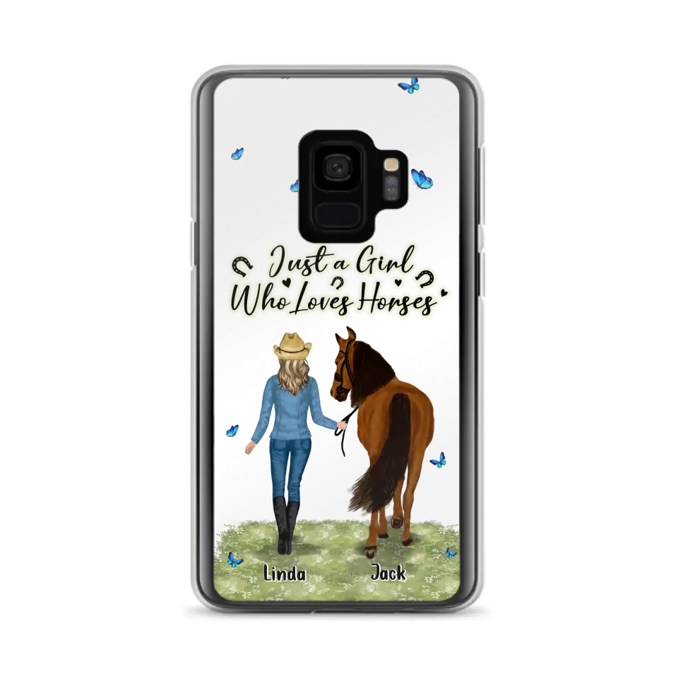 Personalized Horse Girl Phone Case - Up to 6 Horses - Gift Idea for Horse Lovers - Just A Girl Who Loves Horses - Case for iPhone/Samsung