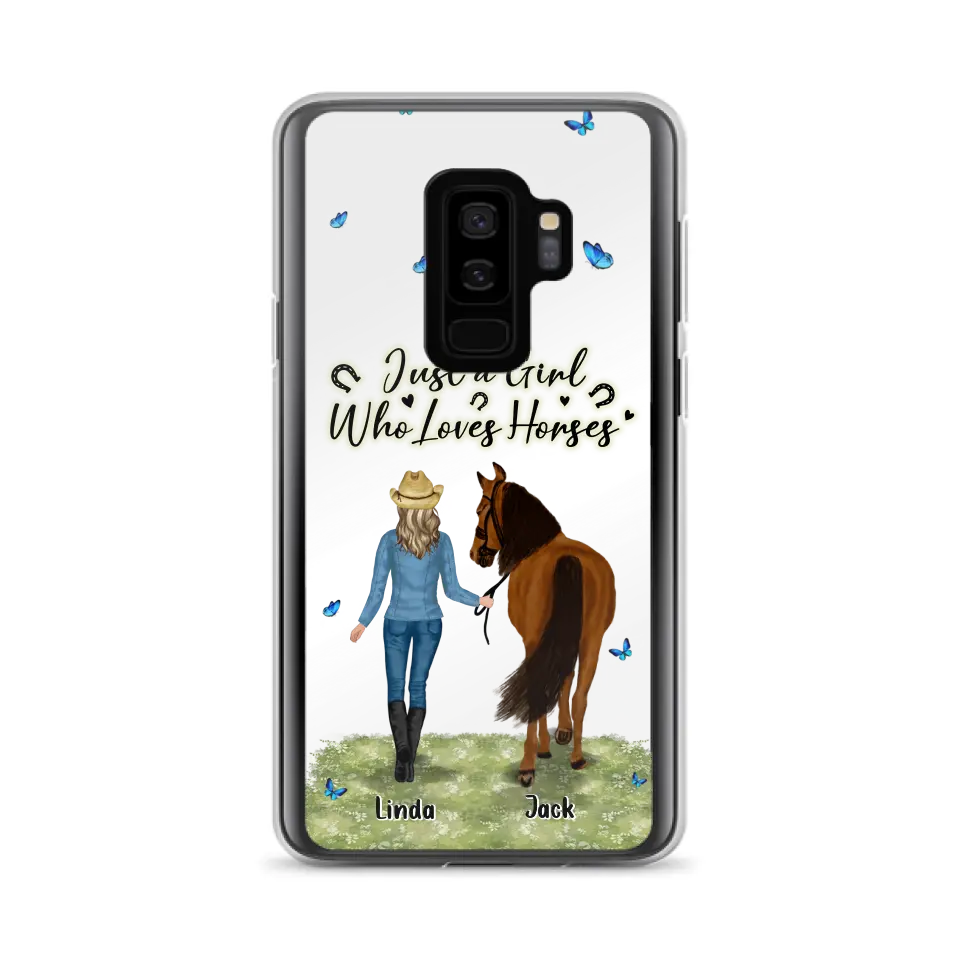 Personalized Horse Girl Phone Case - Up to 6 Horses - Gift Idea for Horse Lovers - Just A Girl Who Loves Horses - Case for iPhone/Samsung