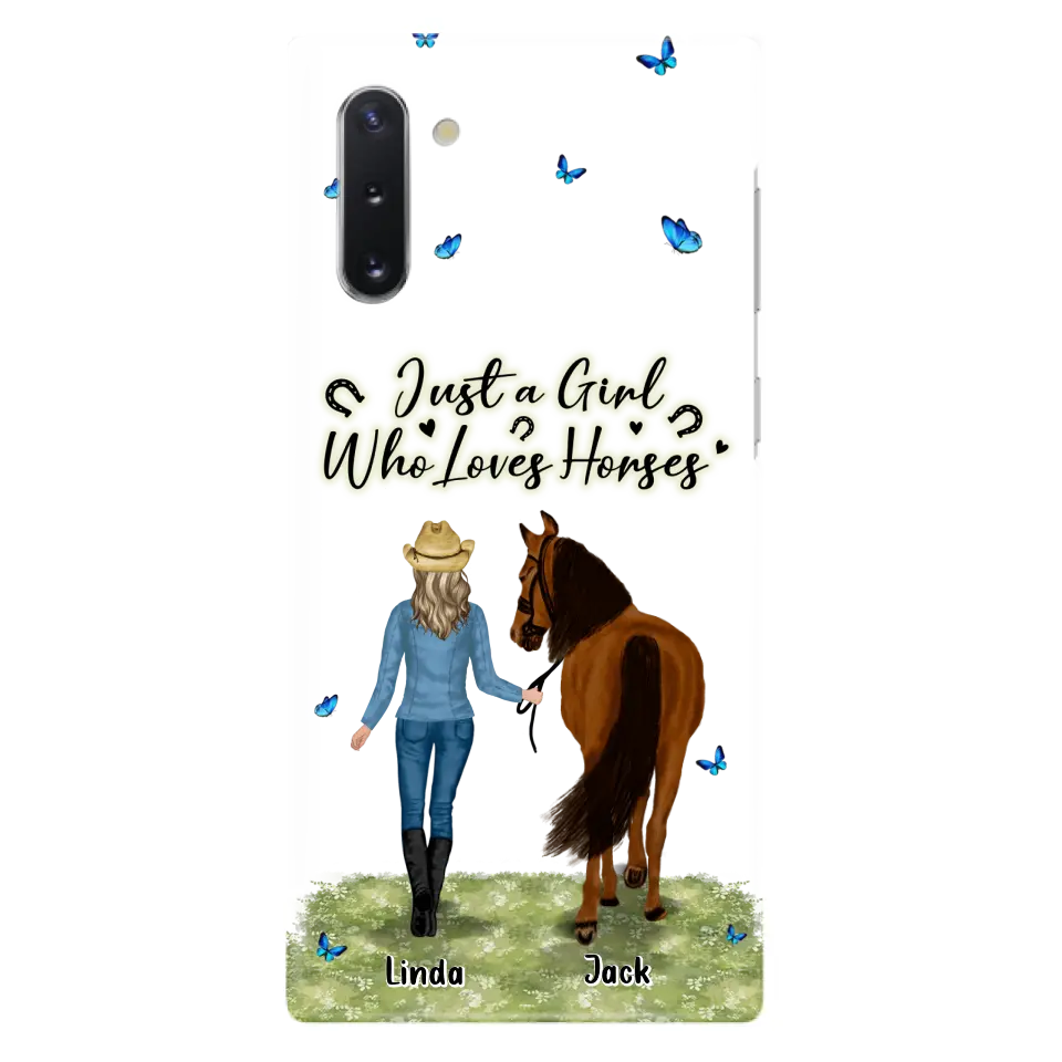 Personalized Horse Girl Phone Case - Up to 6 Horses - Gift Idea for Horse Lovers - Just A Girl Who Loves Horses - Case for iPhone/Samsung