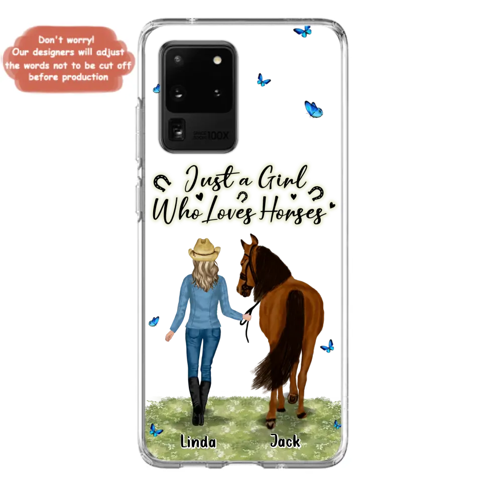 Personalized Horse Girl Phone Case - Up to 6 Horses - Gift Idea for Horse Lovers - Just A Girl Who Loves Horses - Case for iPhone/Samsung
