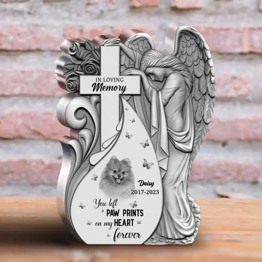 Personalized Memorial Acrylic Plaque - Memorial Gift Idea For Dog - Upload Photo - You Left Paw Prints On My Heart Forever