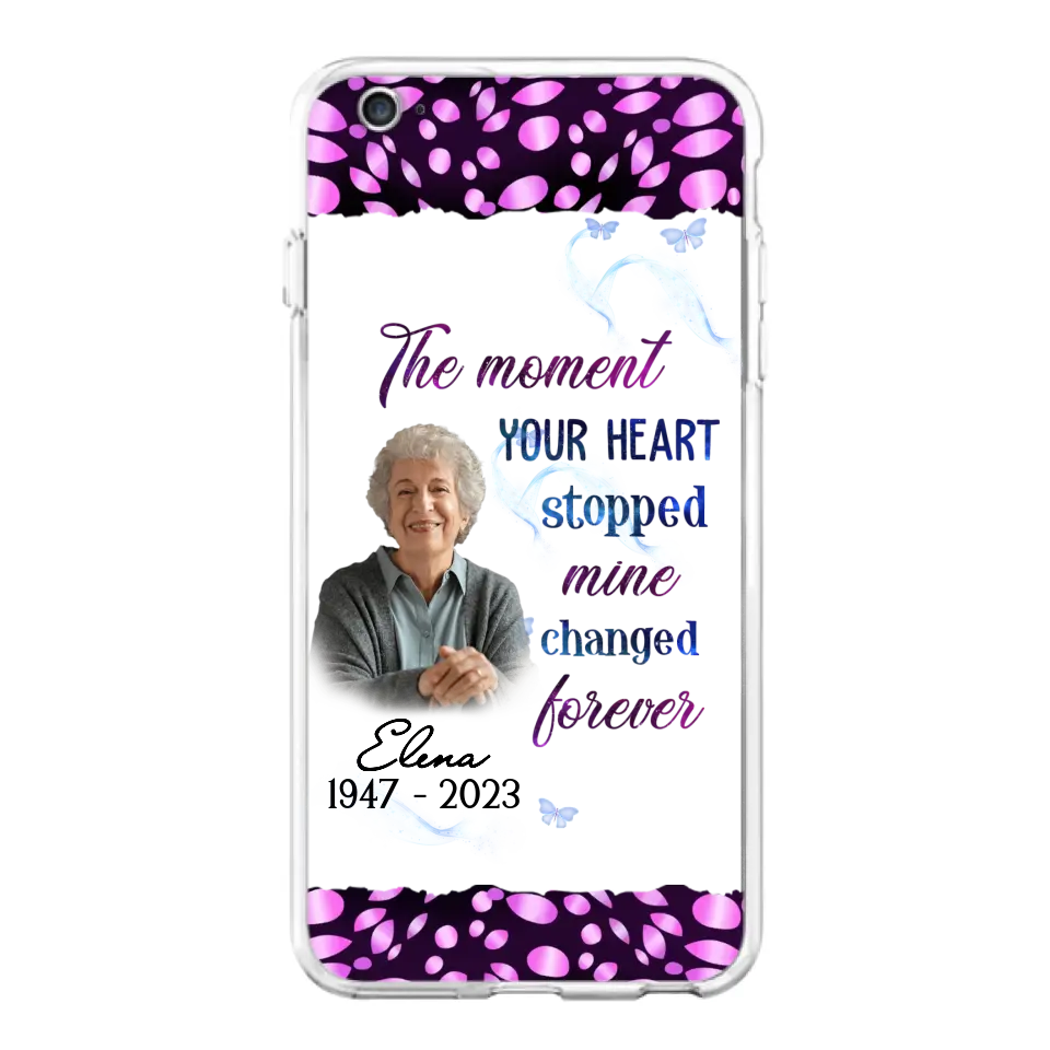 Custom Personalized Memorial Photo Phone Case - Memorial Gift For Family Member - Upload Photo - Case For iPhone/Samsung - The Moment Your Heart Stopped Mine Changed Forever
