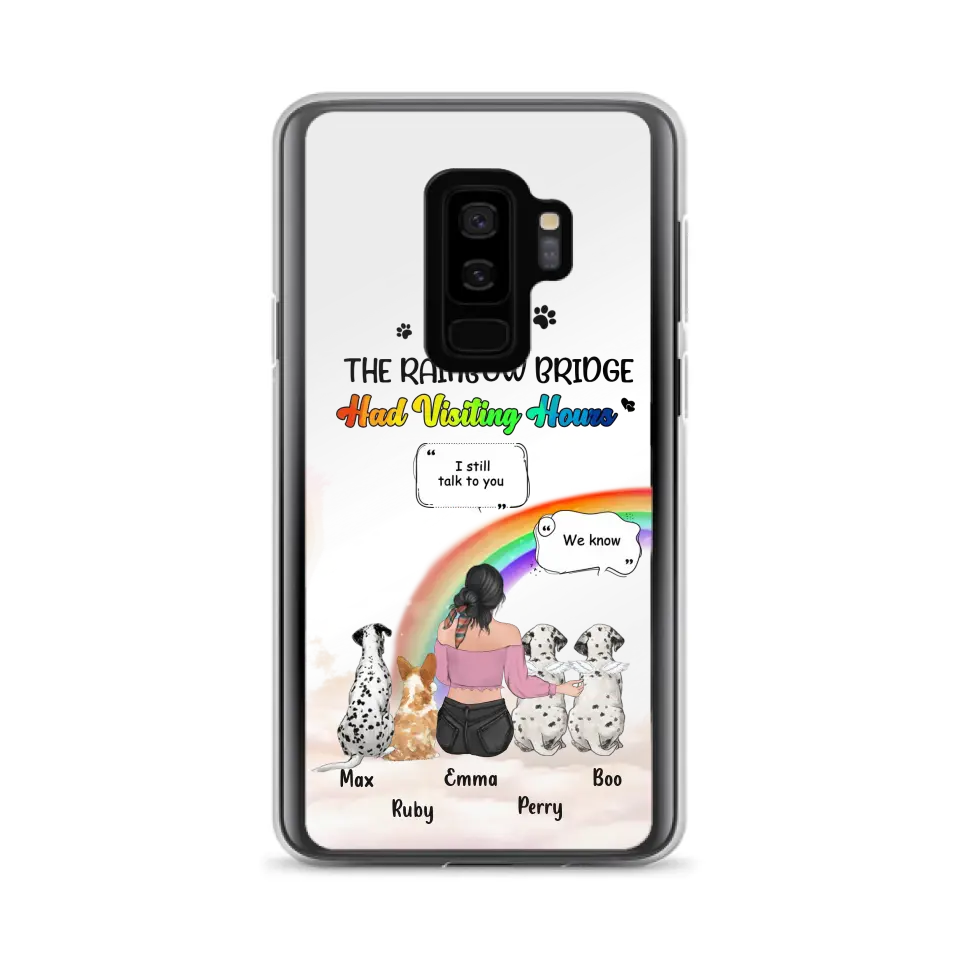 Personalized Pet Mom Phone Case - Up to 4 Pets - Memorial Gift Idea for Dog/Cat Lovers - I Wish The Rainbow Bridge Had Visiting Hours - Case for iPhone/Samsung