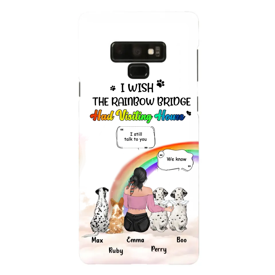 Personalized Pet Mom Phone Case - Up to 4 Pets - Memorial Gift Idea for Dog/Cat Lovers - I Wish The Rainbow Bridge Had Visiting Hours - Case for iPhone/Samsung