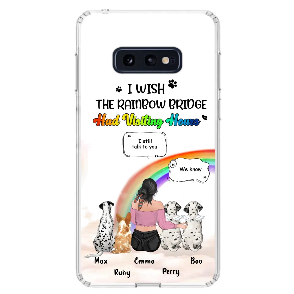 Personalized Pet Mom Phone Case - Up to 4 Pets - Memorial Gift Idea for Dog/Cat Lovers - I Wish The Rainbow Bridge Had Visiting Hours - Case for iPhone/Samsung