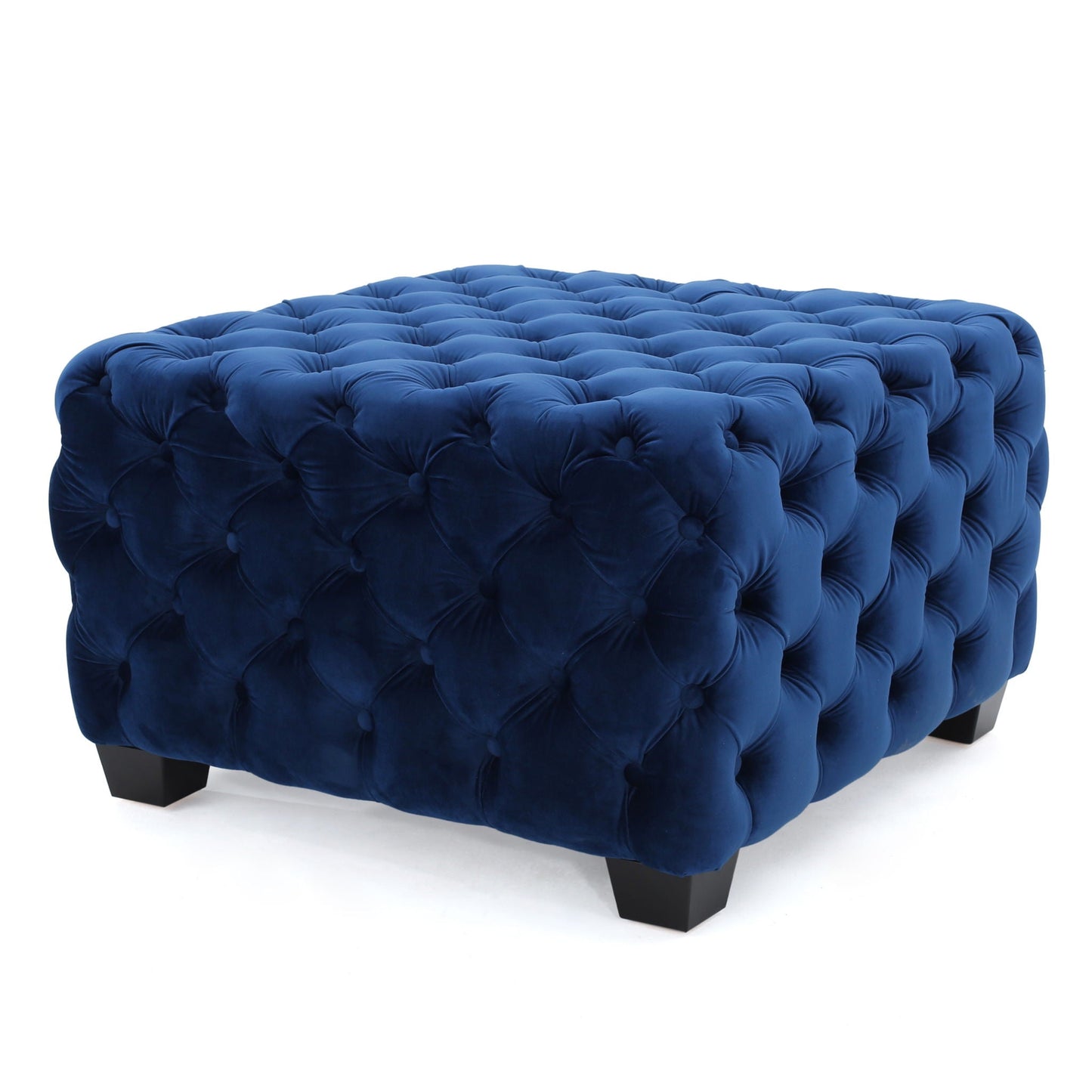 Modern Glam Ottoman with Upholstery and Button Tufted Design