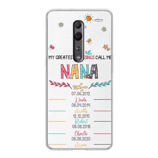 Personalized Grandma Phone Case - Gift Idea For Grandma - Up to 5 Grandkids - My Greatest Blessings Call Me Nana - Case For Oppo/Xiaomi/Huawei