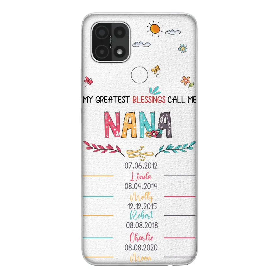 Personalized Grandma Phone Case - Gift Idea For Grandma - Up to 5 Grandkids - My Greatest Blessings Call Me Nana - Case For Oppo/Xiaomi/Huawei