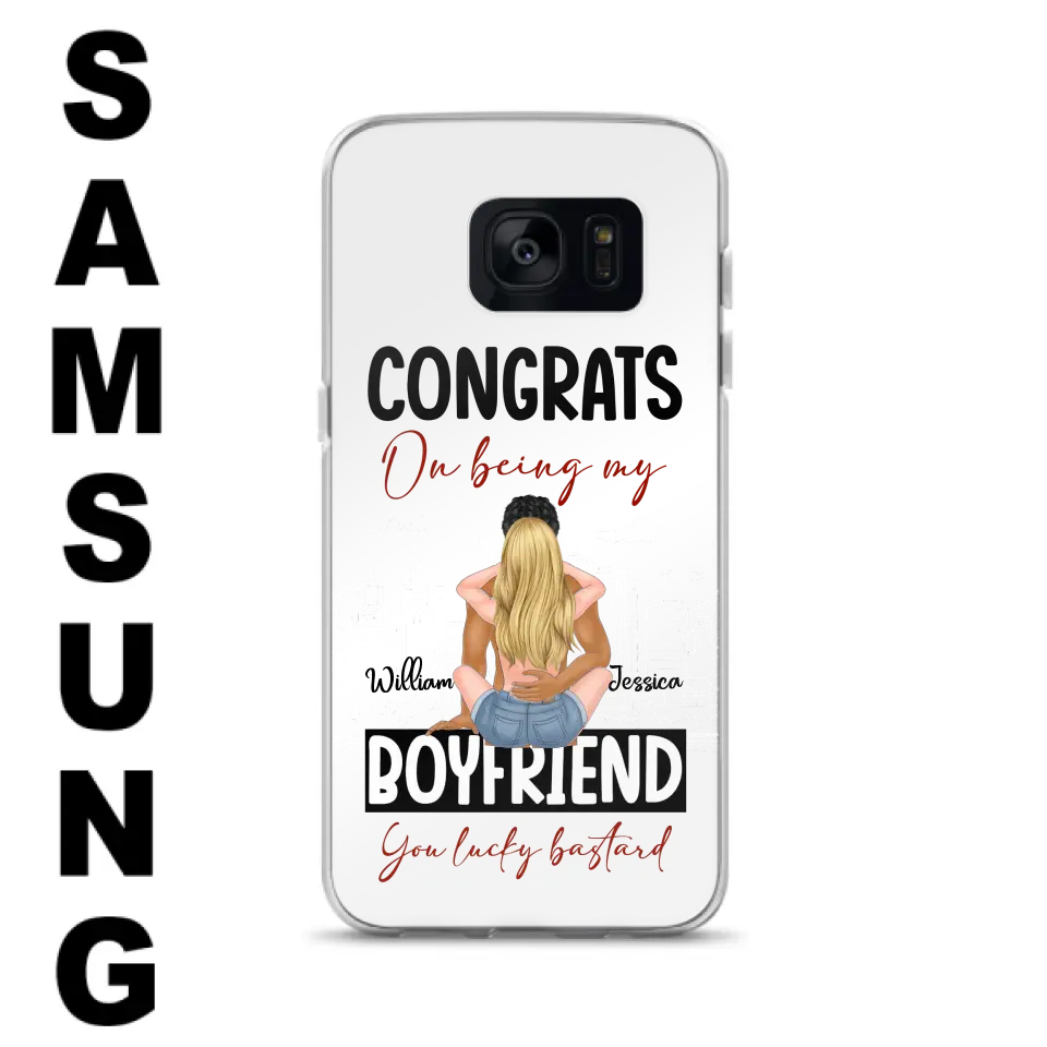 Personalized Couple Phone Case - Gift Idea For Couple/Valentines Day - Congrats On Being My Boyfriend You Lucky Bastard - Case For iPhone/Samsung