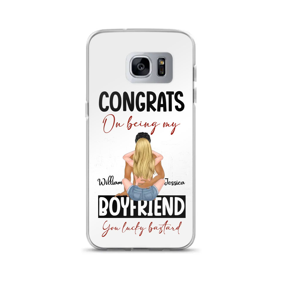 Personalized Couple Phone Case - Gift Idea For Couple/Valentines Day - Congrats On Being My Boyfriend You Lucky Bastard - Case For iPhone/Samsung