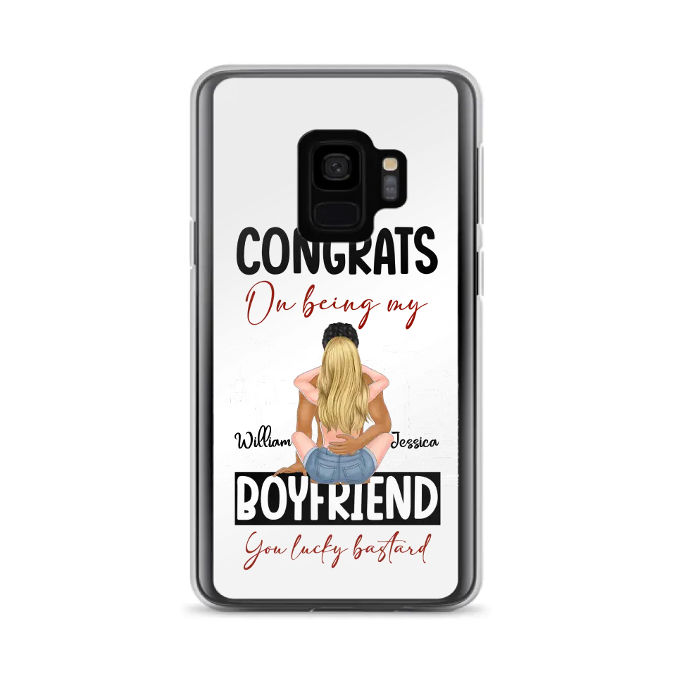 Personalized Couple Phone Case - Gift Idea For Couple/Valentines Day - Congrats On Being My Boyfriend You Lucky Bastard - Case For iPhone/Samsung