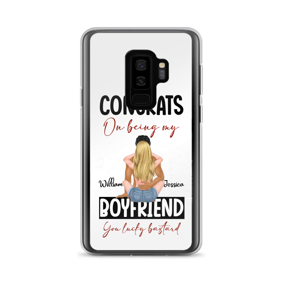 Personalized Couple Phone Case - Gift Idea For Couple/Valentines Day - Congrats On Being My Boyfriend You Lucky Bastard - Case For iPhone/Samsung