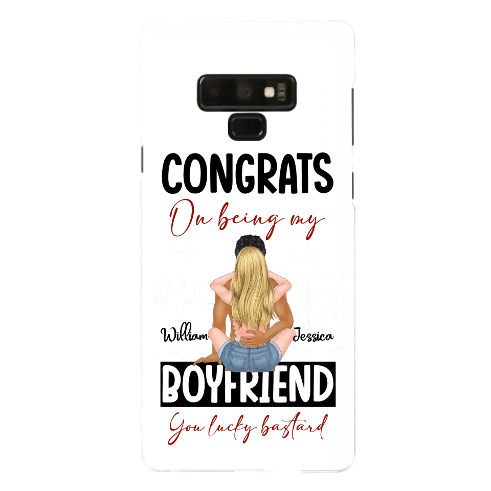 Personalized Couple Phone Case - Gift Idea For Couple/Valentines Day - Congrats On Being My Boyfriend You Lucky Bastard - Case For iPhone/Samsung