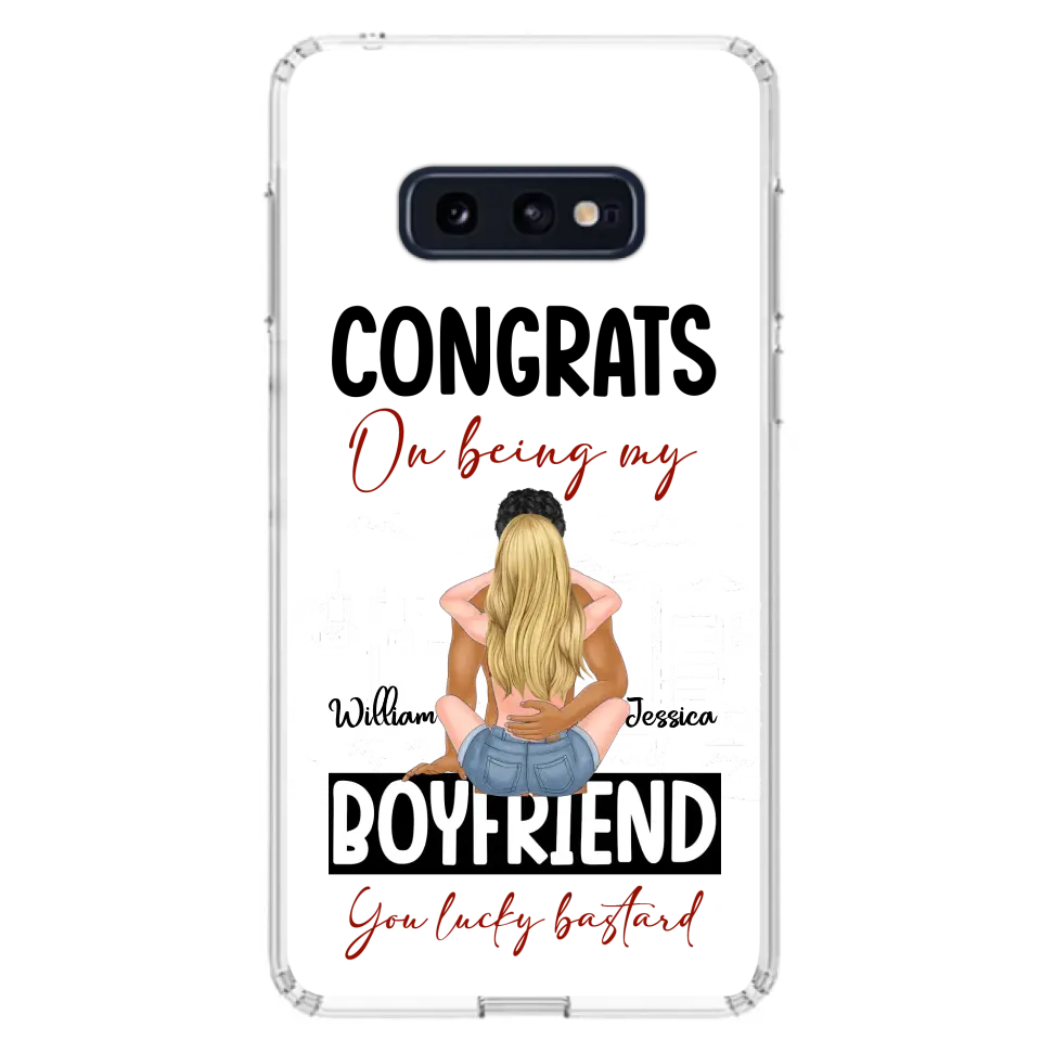 Personalized Couple Phone Case - Gift Idea For Couple/Valentines Day - Congrats On Being My Boyfriend You Lucky Bastard - Case For iPhone/Samsung