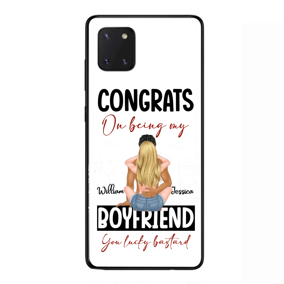Personalized Couple Phone Case - Gift Idea For Couple/Valentines Day - Congrats On Being My Boyfriend You Lucky Bastard - Case For iPhone/Samsung