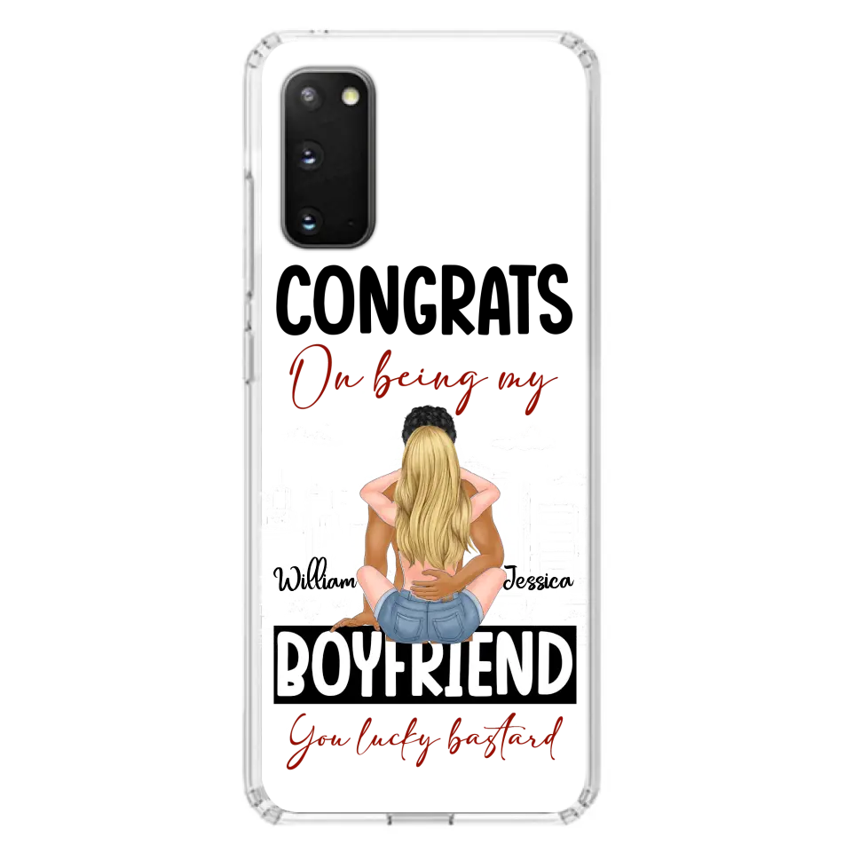 Personalized Couple Phone Case - Gift Idea For Couple/Valentines Day - Congrats On Being My Boyfriend You Lucky Bastard - Case For iPhone/Samsung