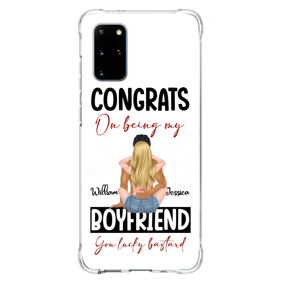 Personalized Couple Phone Case - Gift Idea For Couple/Valentines Day - Congrats On Being My Boyfriend You Lucky Bastard - Case For iPhone/Samsung