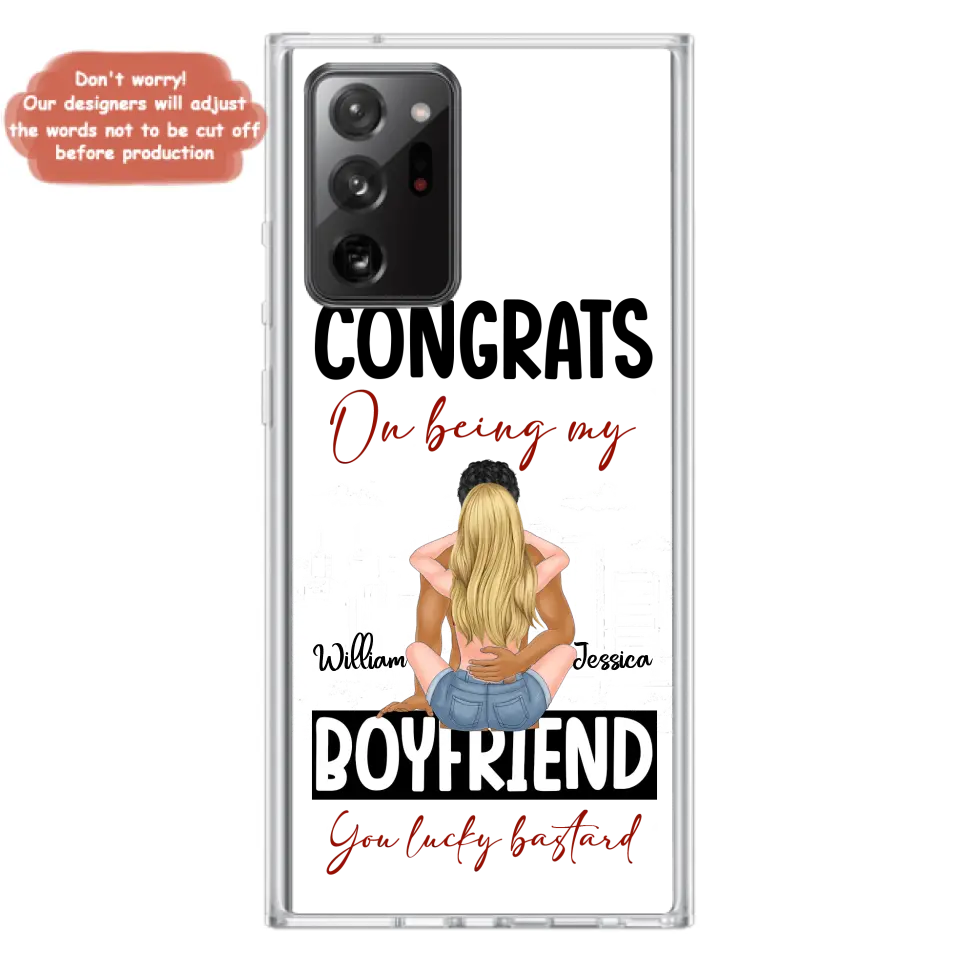 Personalized Couple Phone Case - Gift Idea For Couple/Valentines Day - Congrats On Being My Boyfriend You Lucky Bastard - Case For iPhone/Samsung