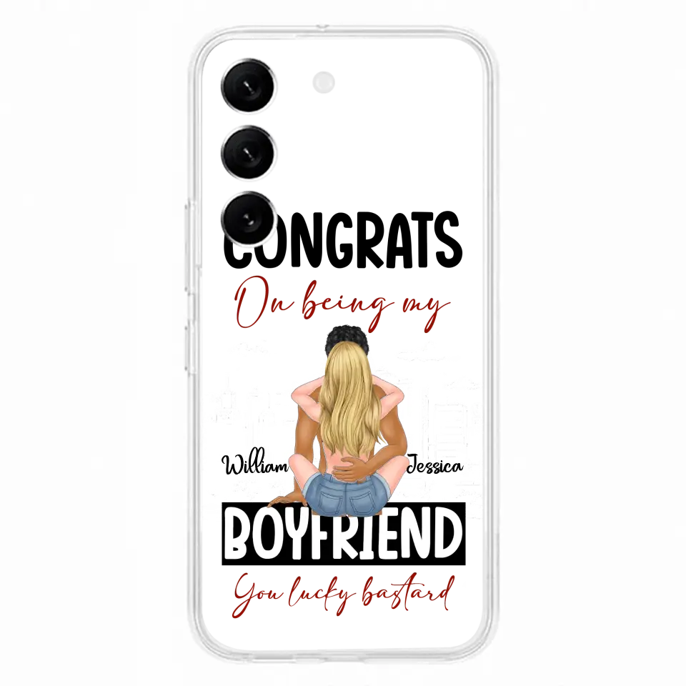 Personalized Couple Phone Case - Gift Idea For Couple/Valentines Day - Congrats On Being My Boyfriend You Lucky Bastard - Case For iPhone/Samsung