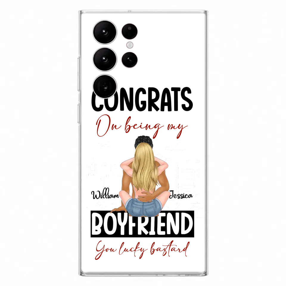 Personalized Couple Phone Case - Gift Idea For Couple/Valentines Day - Congrats On Being My Boyfriend You Lucky Bastard - Case For iPhone/Samsung