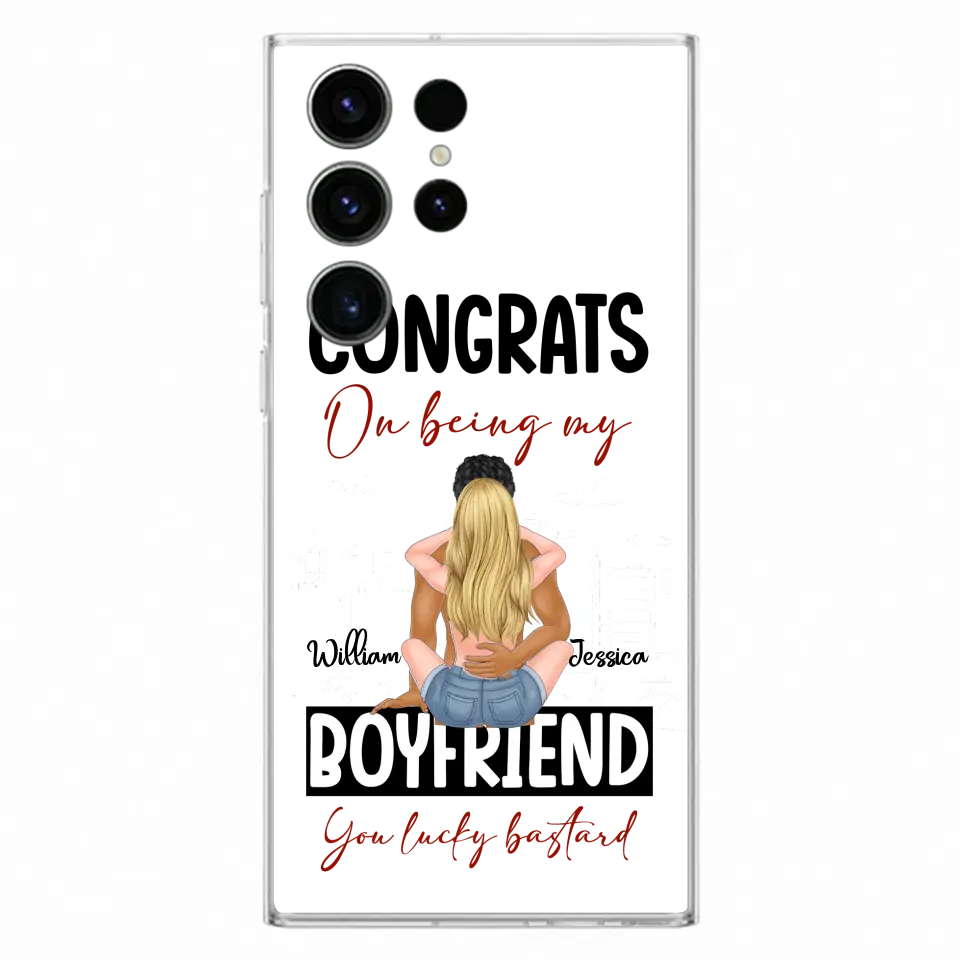 Personalized Couple Phone Case - Gift Idea For Couple/Valentines Day - Congrats On Being My Boyfriend You Lucky Bastard - Case For iPhone/Samsung