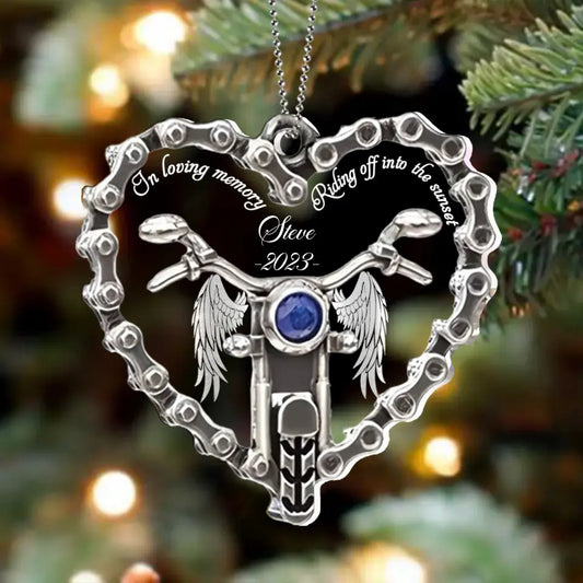 Personalized Acrylic Ornament - Memorial Gift Idea For Biker Lover - In Loving Memory ... Riding Off Into The Sunset