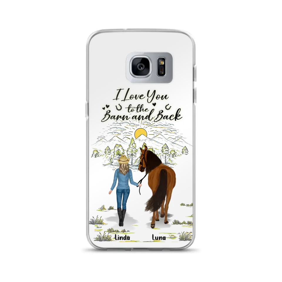 Personalized Horse Girl Phone Case - Up to 6 Horses - Gift Idea for Horse Lovers - I Love You To The Barn & Back - Case for iPhone/Samsung