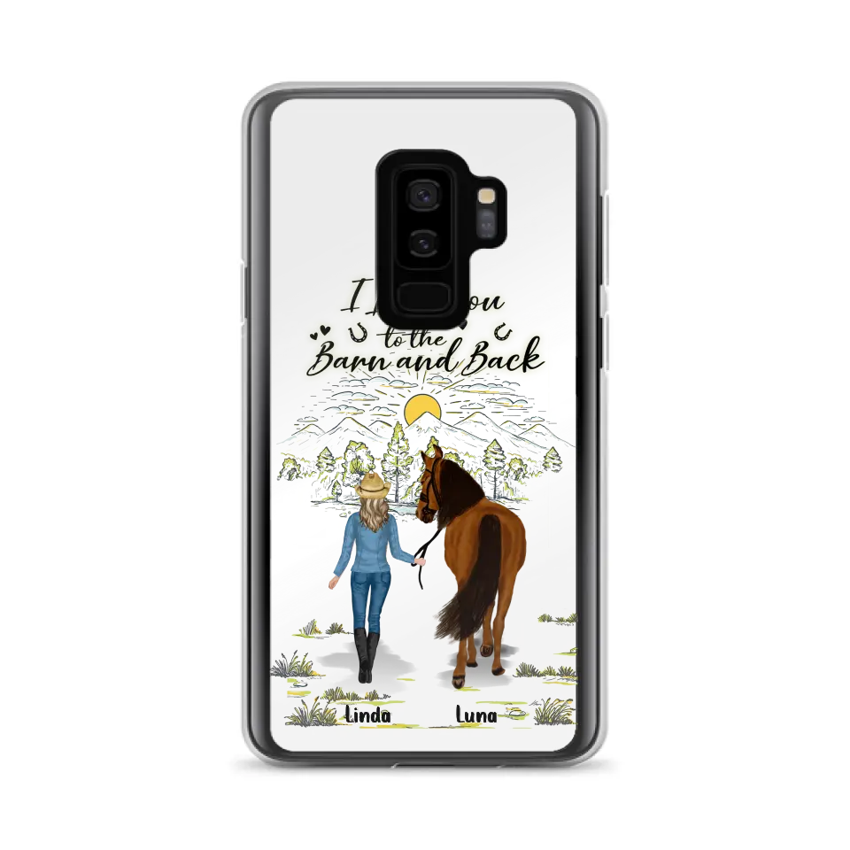 Personalized Horse Girl Phone Case - Up to 6 Horses - Gift Idea for Horse Lovers - I Love You To The Barn & Back - Case for iPhone/Samsung