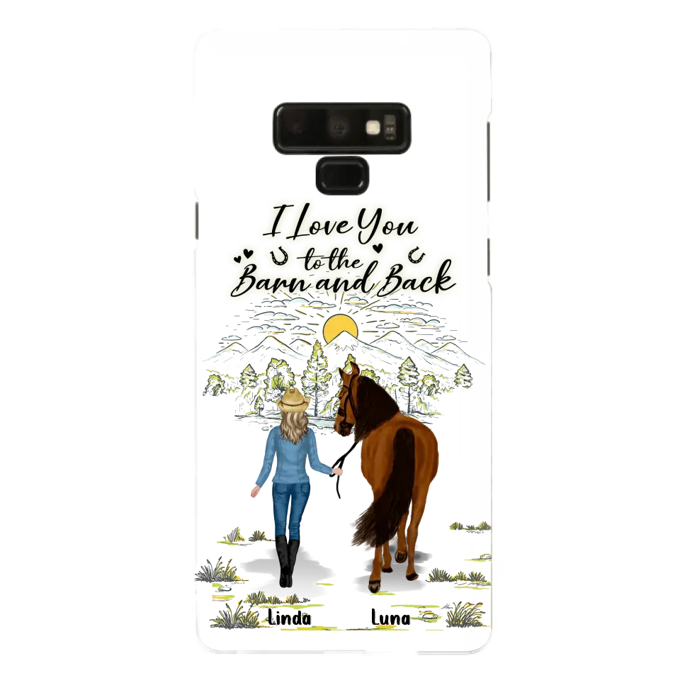 Personalized Horse Girl Phone Case - Up to 6 Horses - Gift Idea for Horse Lovers - I Love You To The Barn & Back - Case for iPhone/Samsung