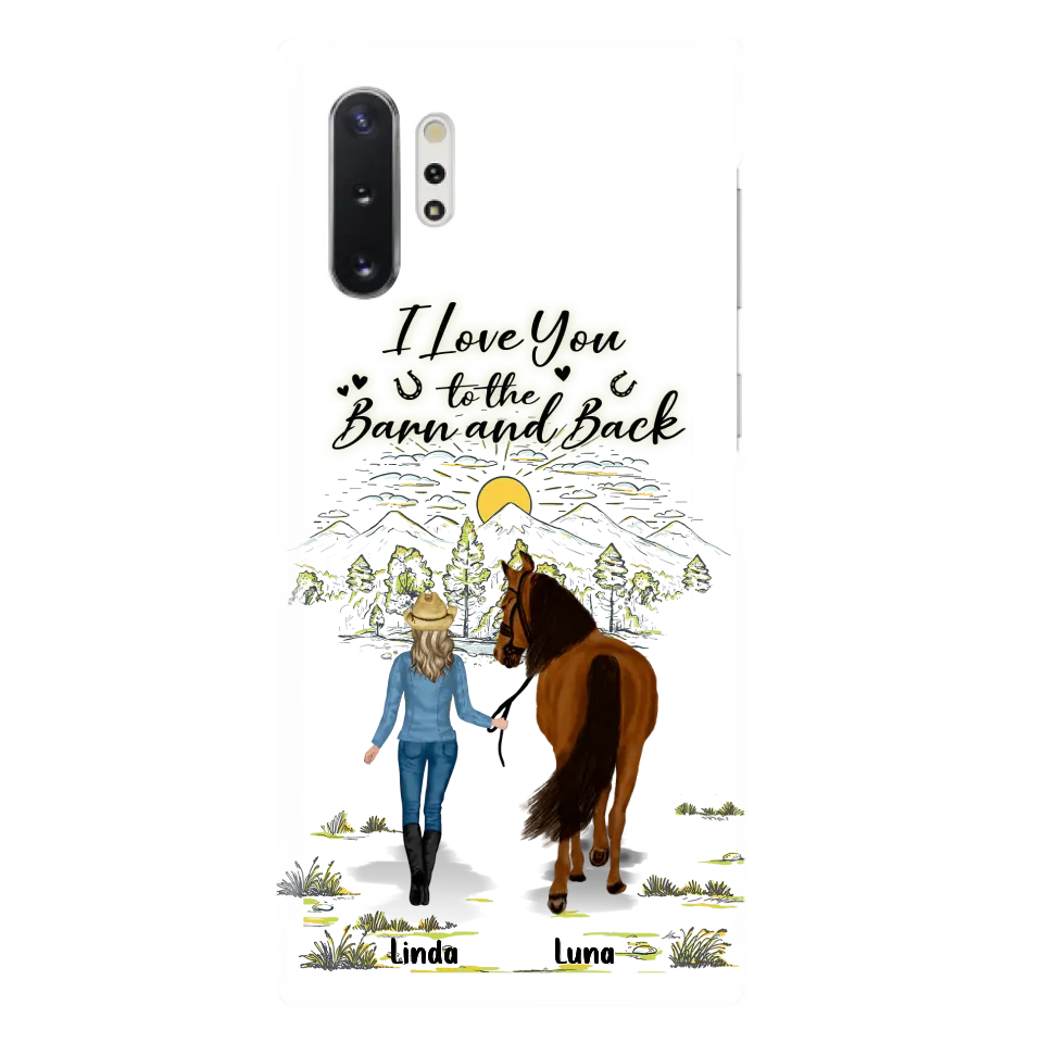 Personalized Horse Girl Phone Case - Up to 6 Horses - Gift Idea for Horse Lovers - I Love You To The Barn & Back - Case for iPhone/Samsung