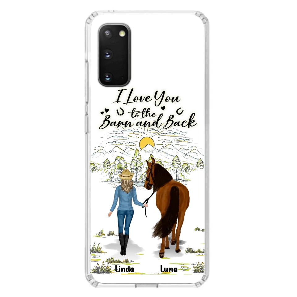 Personalized Horse Girl Phone Case - Up to 6 Horses - Gift Idea for Horse Lovers - I Love You To The Barn & Back - Case for iPhone/Samsung