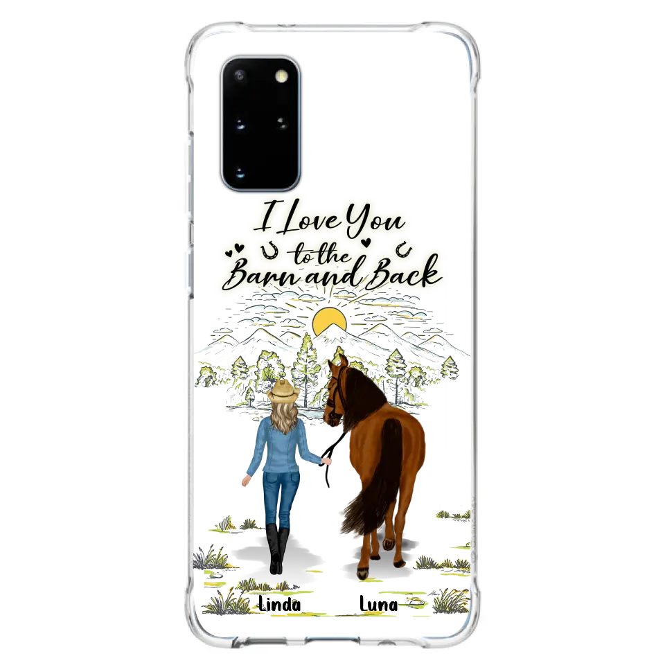 Personalized Horse Girl Phone Case - Up to 6 Horses - Gift Idea for Horse Lovers - I Love You To The Barn & Back - Case for iPhone/Samsung