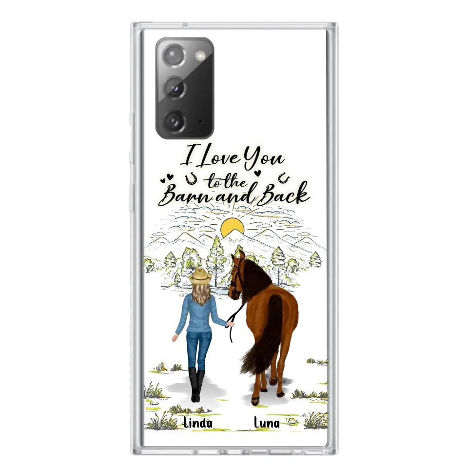 Personalized Horse Girl Phone Case - Up to 6 Horses - Gift Idea for Horse Lovers - I Love You To The Barn & Back - Case for iPhone/Samsung