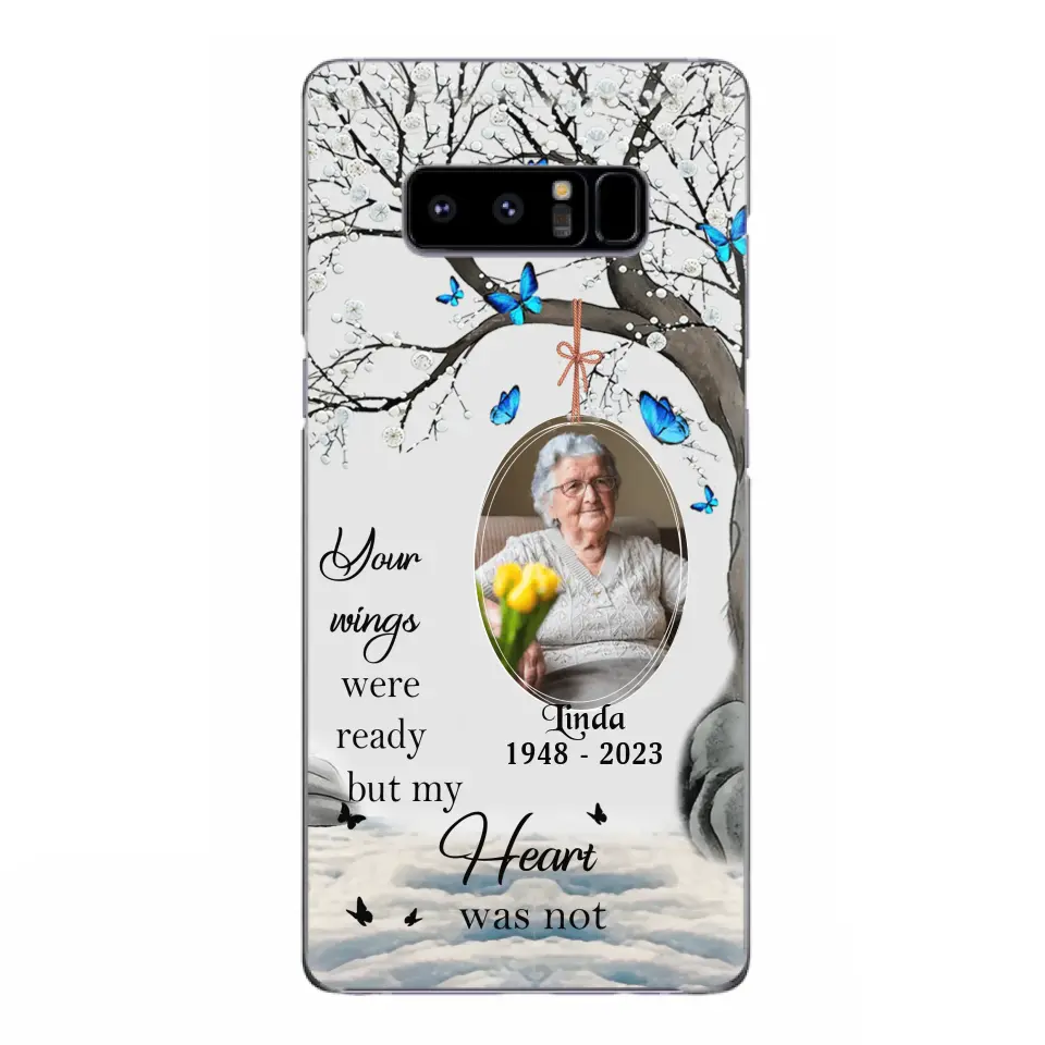 Personalized Memorial Photo Phone Case - Upload Photo - Memorial Gift Idea For Family Member - Your Wings Were Ready But My Heart Was Not - Case For iPhone/Samsung