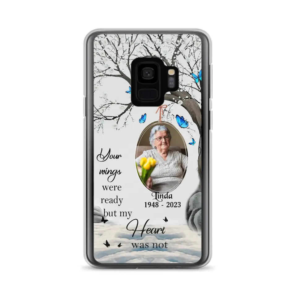 Personalized Memorial Photo Phone Case - Upload Photo - Memorial Gift Idea For Family Member - Your Wings Were Ready But My Heart Was Not - Case For iPhone/Samsung