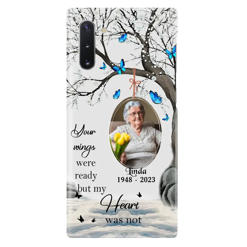 Personalized Memorial Photo Phone Case - Upload Photo - Memorial Gift Idea For Family Member - Your Wings Were Ready But My Heart Was Not - Case For iPhone/Samsung