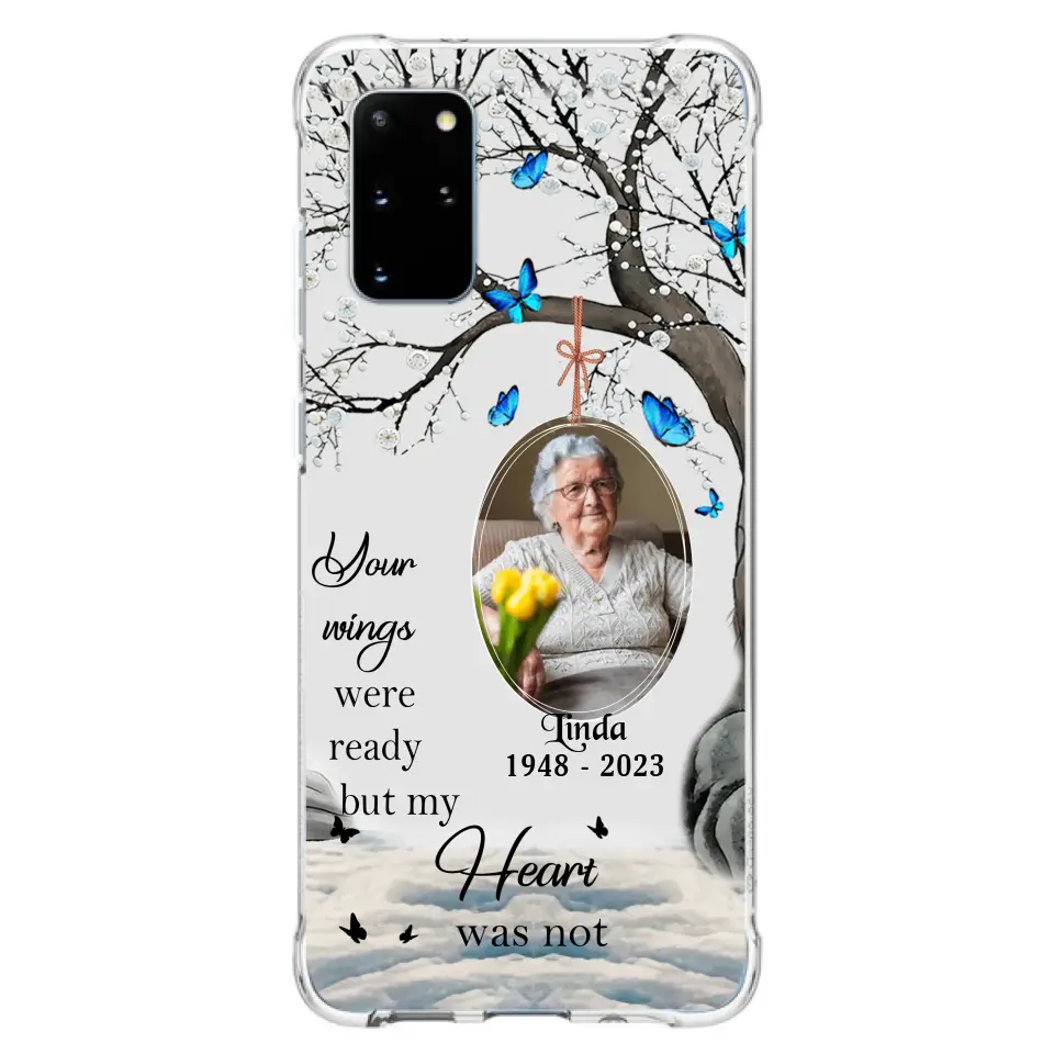 Personalized Memorial Photo Phone Case - Upload Photo - Memorial Gift Idea For Family Member - Your Wings Were Ready But My Heart Was Not - Case For iPhone/Samsung