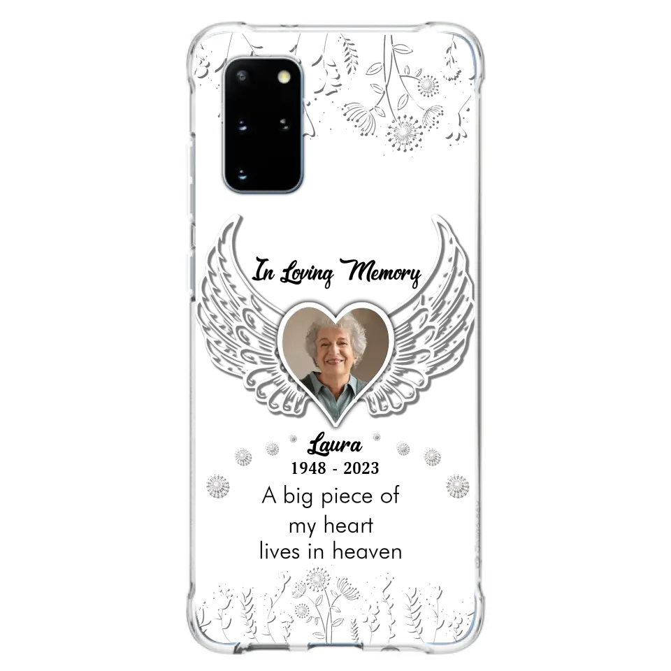 Personalized Memorial Phone Case - Upload Photo - Memorial Gift Idea For Family Member - A Big Piece Of My Heart Lives In Heaven - Case For iPhone/Samsung