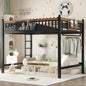 Full Size Loft Bed with Ladders and Storage Shelves